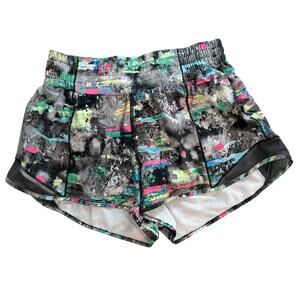 Lululemon Hotty Hot Shorts High Rise Black Multicolor Paint Splatter Size 6